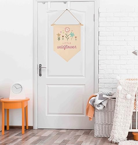 Miniatura 5 de Letrero colgante de lona con diseño de flores silvestres para decoración de pared, regalo para guardería, dormitorio, sala de juegos, puerta