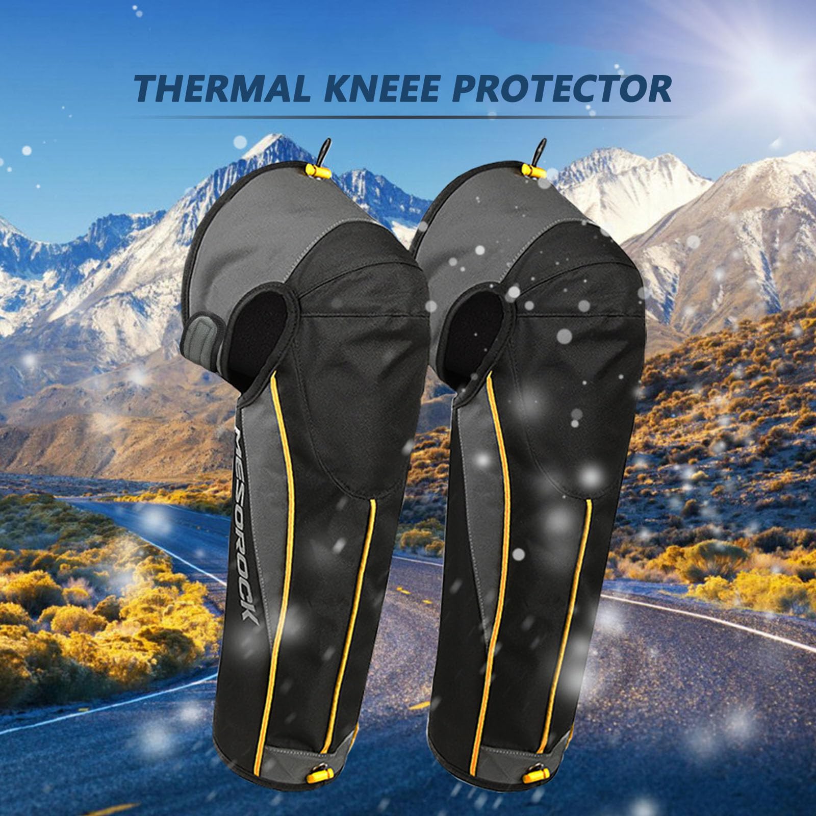 Calentadores de Piernas de Ciclismo de Invierno, Rodillera Deportiva Térmica de Invierno Anti Viento Equipo de Protección Incorporado Advertencia Reflectante Impermeable y Antiincrustante 1 par