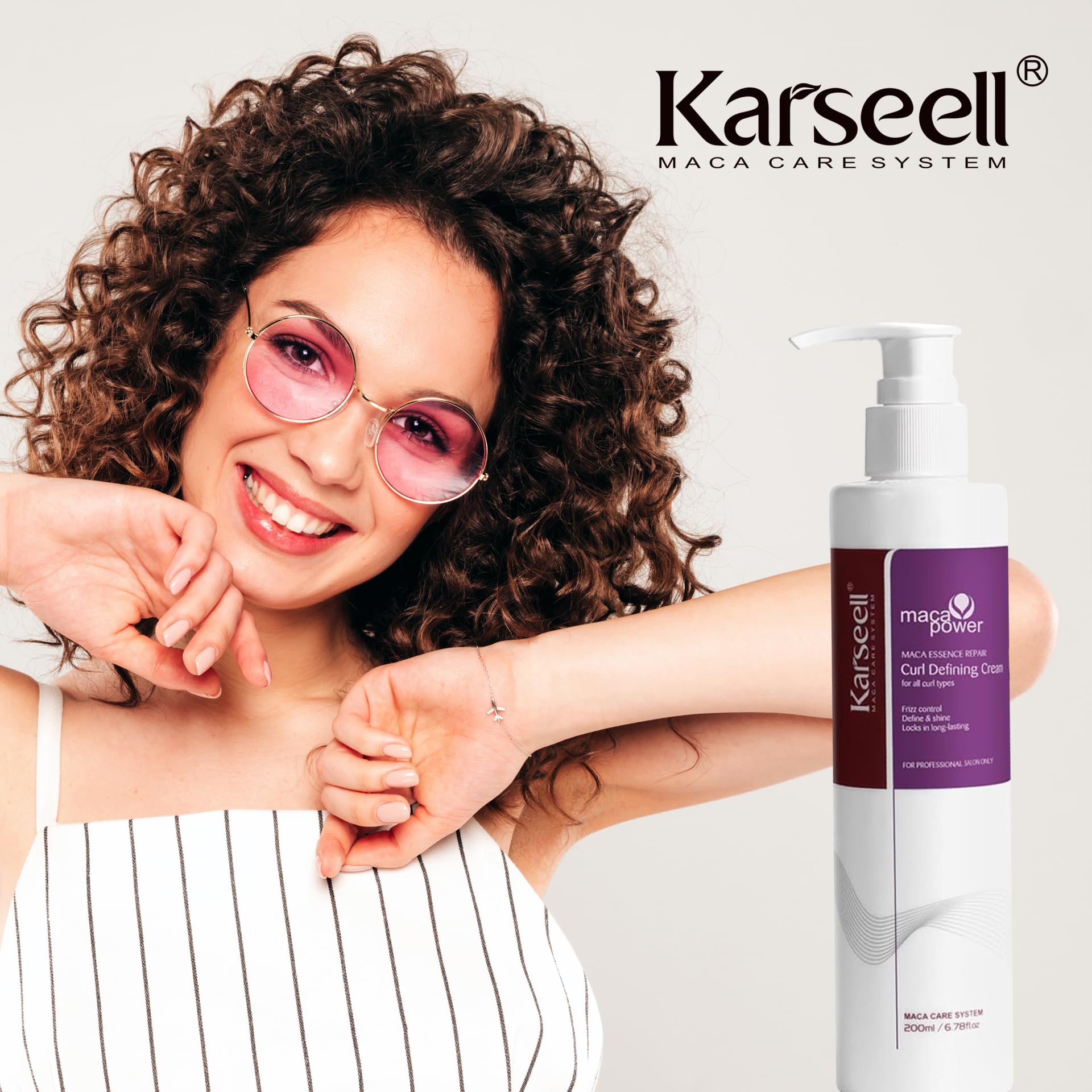 KARSEELL MACA CARE SYSTEM Krem do Loków Curl Defining Cream Leave In Nawilżająca Kuracja Bez Spłukiwania z Proteinami Jedwabiu i Witaminą E do Włosów Kręconych Falowanych Afro 200ml