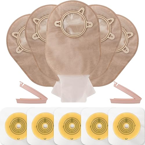 VLOOKUP 35 bolsas de colostomía, suministros de ostomía, bolsas drenables de dos piezas con cierre de abrazadera para el cuidado del estoma de