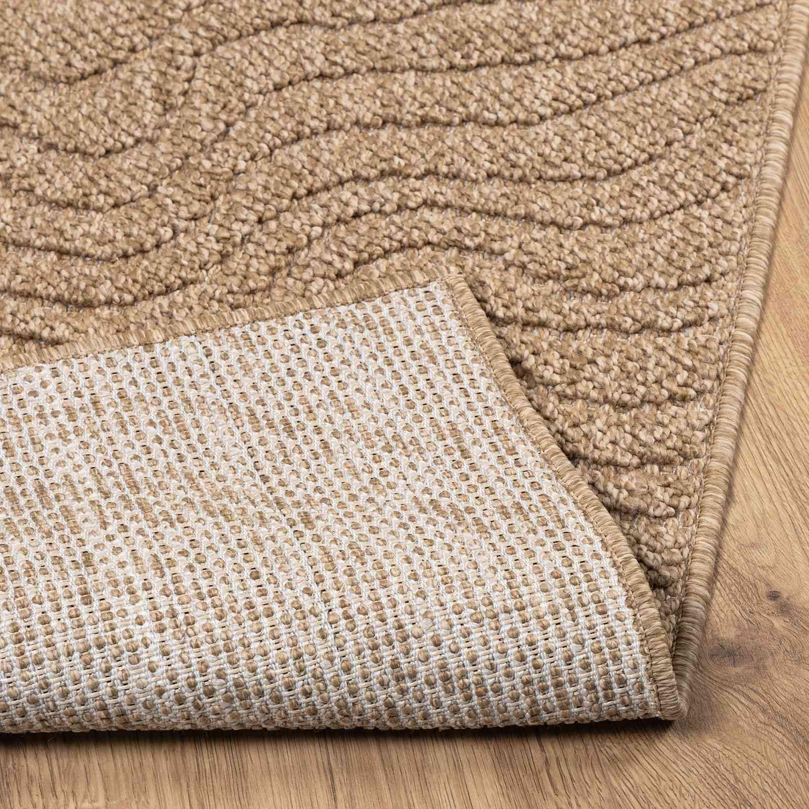 Alfombra de poliéster natural, 230 x 160 cm | Parte trasera antideslizante, lavable a máquina a 60 grados, con tratamiento antiruido, para interior y exterior