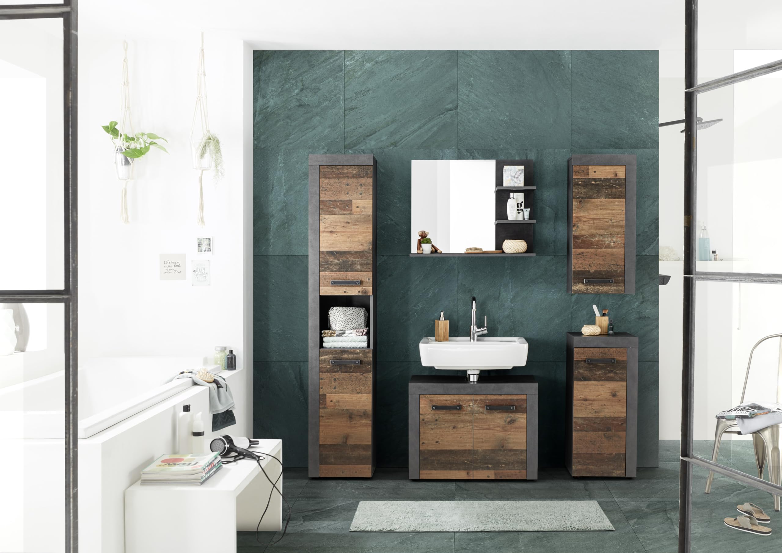 trendteam smart living - Szafka pod umywalkę szafka pod umywalkę - łazienka - Indy - wymiary po zmontowaniu (szer. x wys. x gł.) 72 x 56 x 34 cm - kolor Old Wood z Matera - 125930123