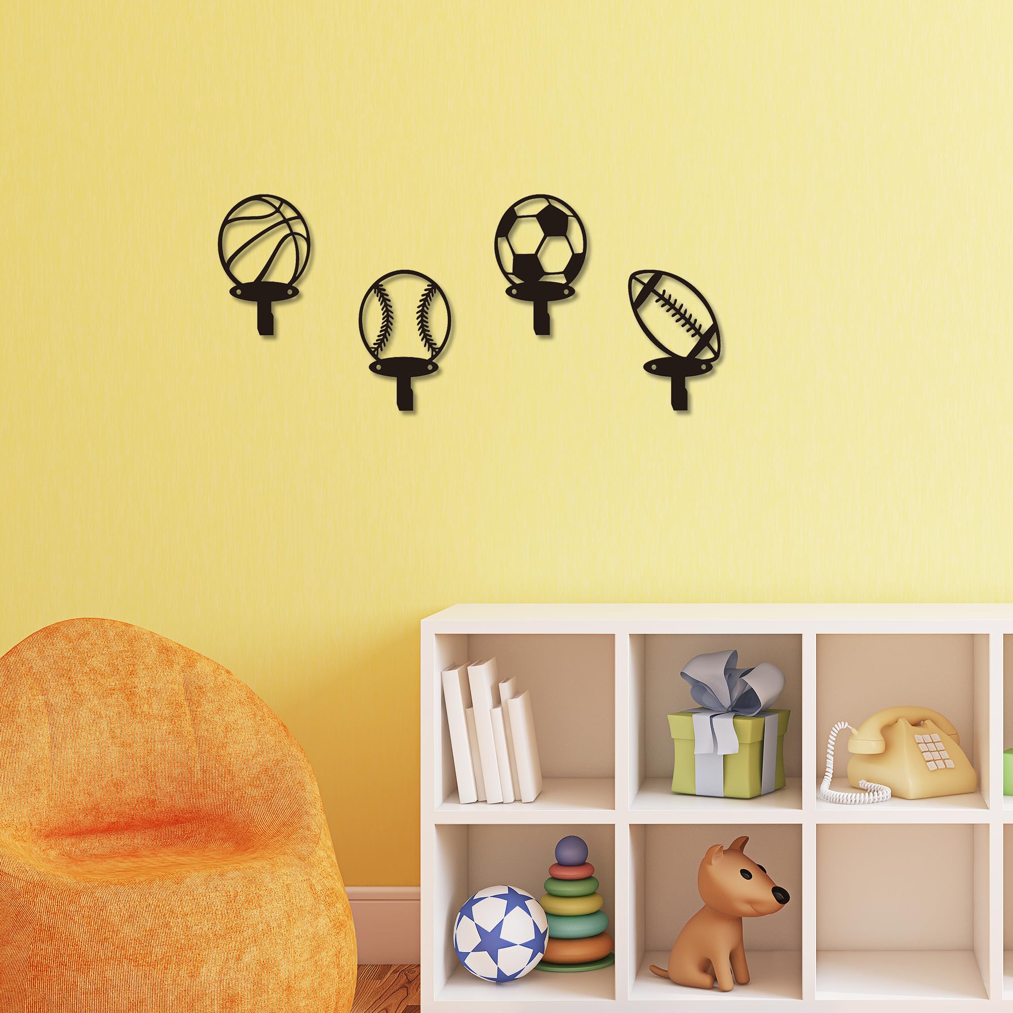 Xedatric 4-Pack Sports Wall Decor Multi-Theme Coat