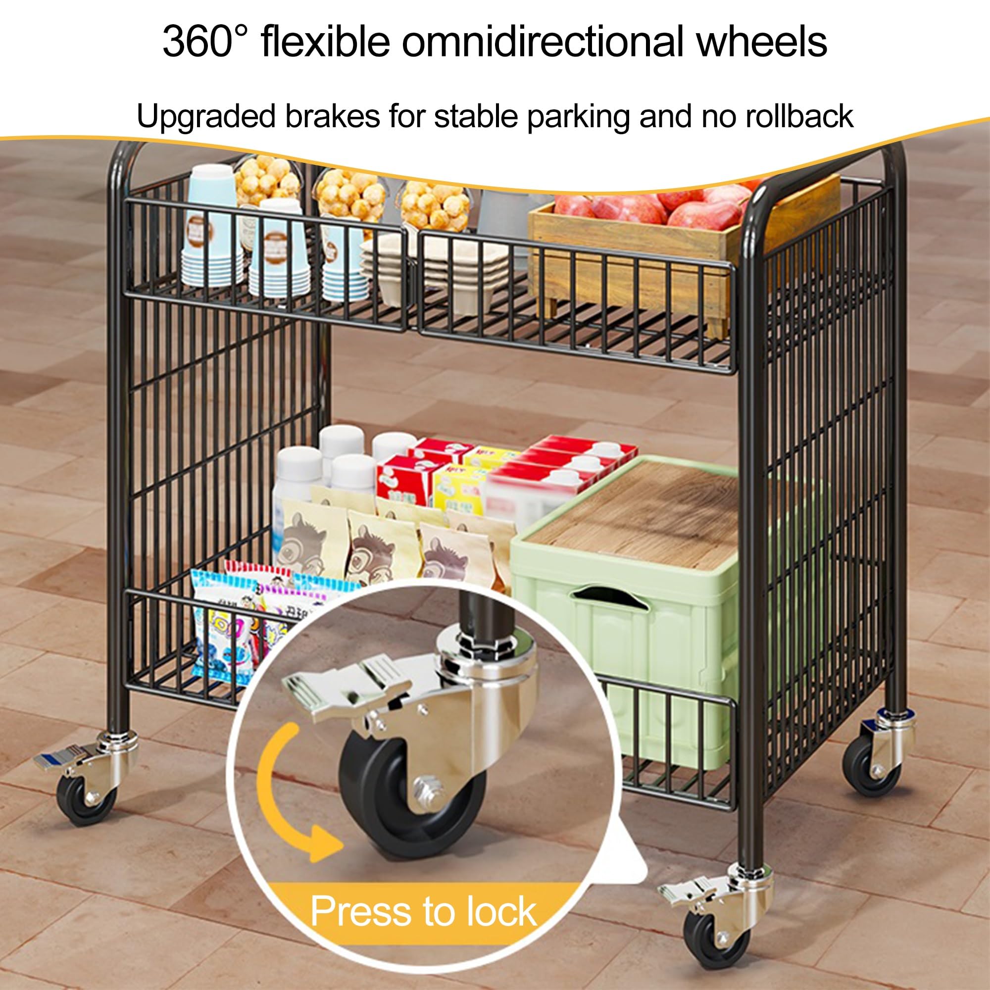Tragbarer Metall-Klappwagen für Lebensmittelhändler – 80 cm le Market Trolley mit Gitter-Panel für Handwerksmessen und Pop-Up-Läden (schwarz, 80 cm)