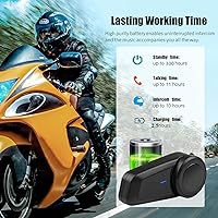 Vista 6 de QSPORTPEAK Intercomunicador de auriculares Bluetooth para casco de motocicleta, M2 dúplex completo inalámbrico para 6 conductores/alcance 3,280.8