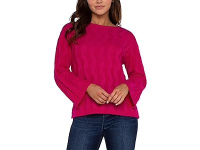 Liverpool Los Angeles Long Sleeve Boat Neck Sweater Cable Yarn Women