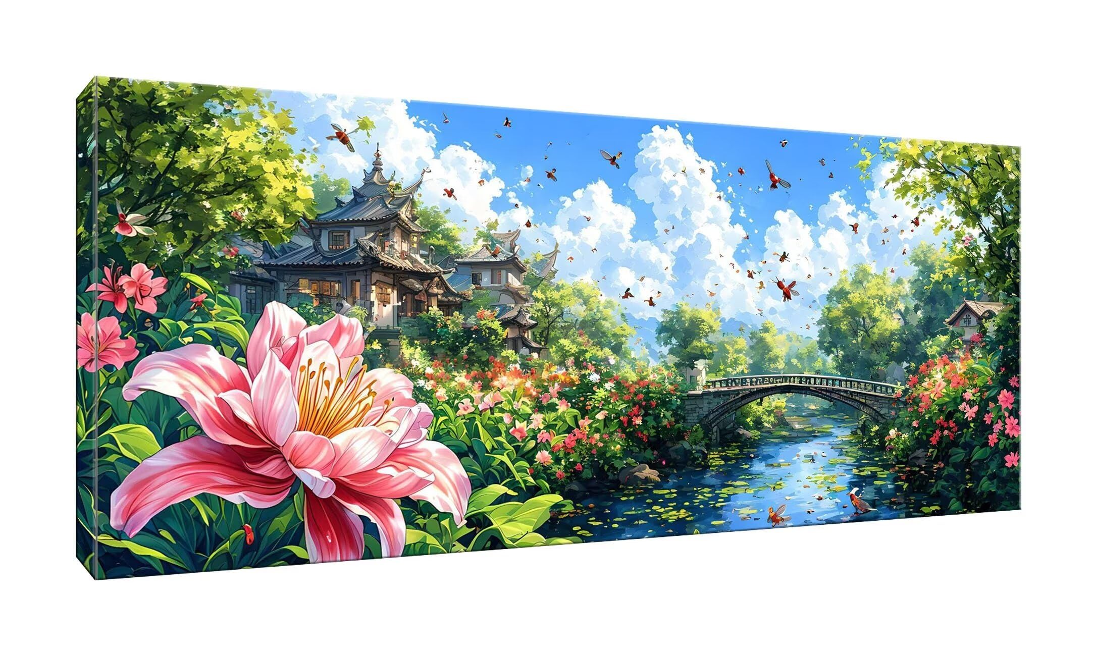Malen Nach Zahlen Erwachsene xxl, Paint by Numbers Malen Nach Zahlen Landschaft, DIY Geschenk Art mit Pinseln und Acrylfarben Handgemalt Ölgemälde Leinwand für Home Décor, Ohne Rahmen 80x160cm W-702