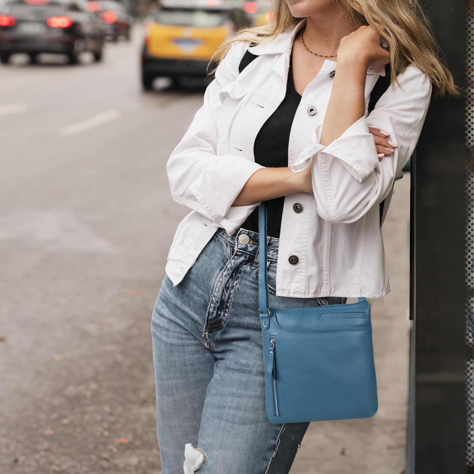 Leather Crossbody Bags for Women - Ladies Sling Handbags - Medium Cross body Purses Handbags - Purses For Women