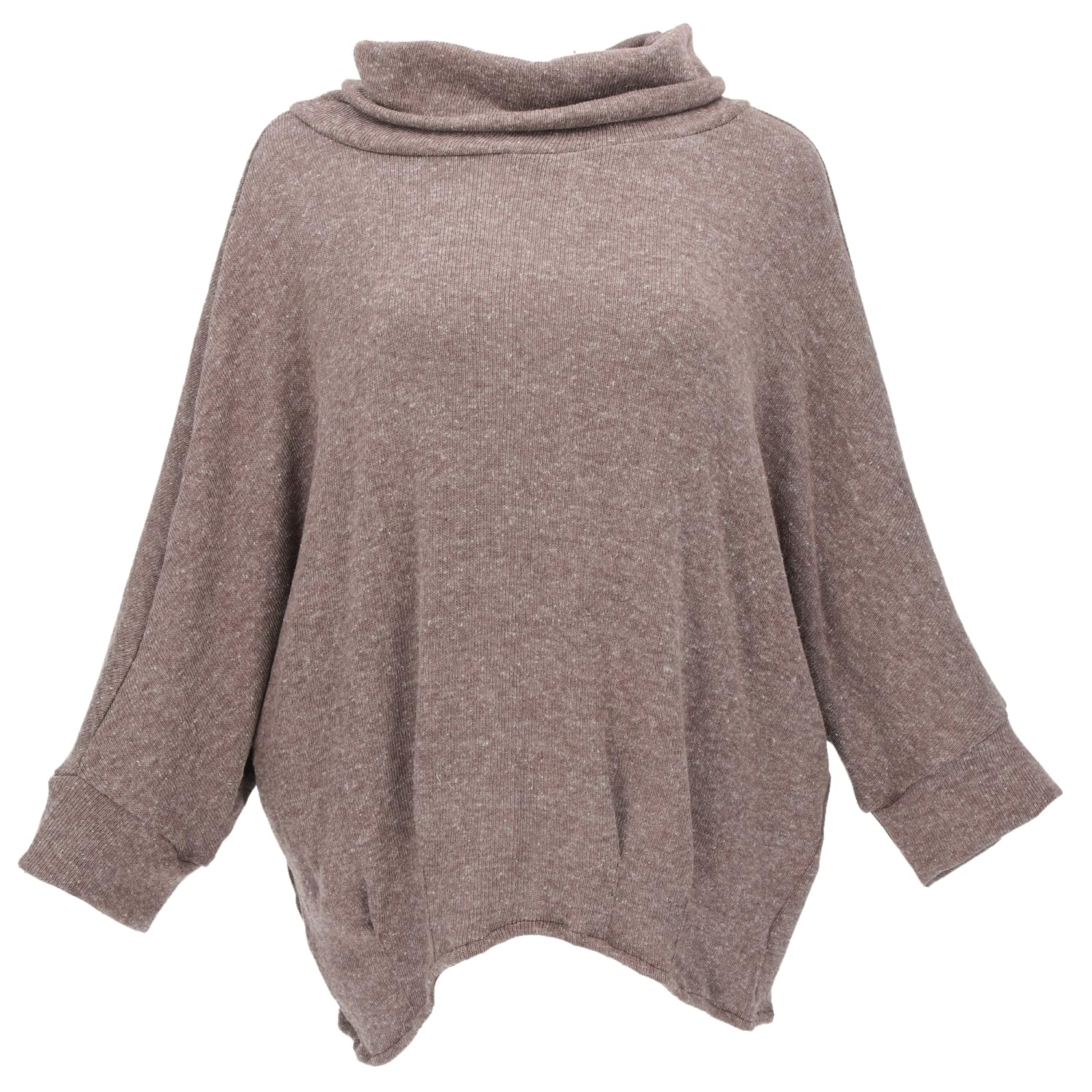 GURU SHOP Camiseta de punto de cuello alto, talla grande, para mujer, de algodón