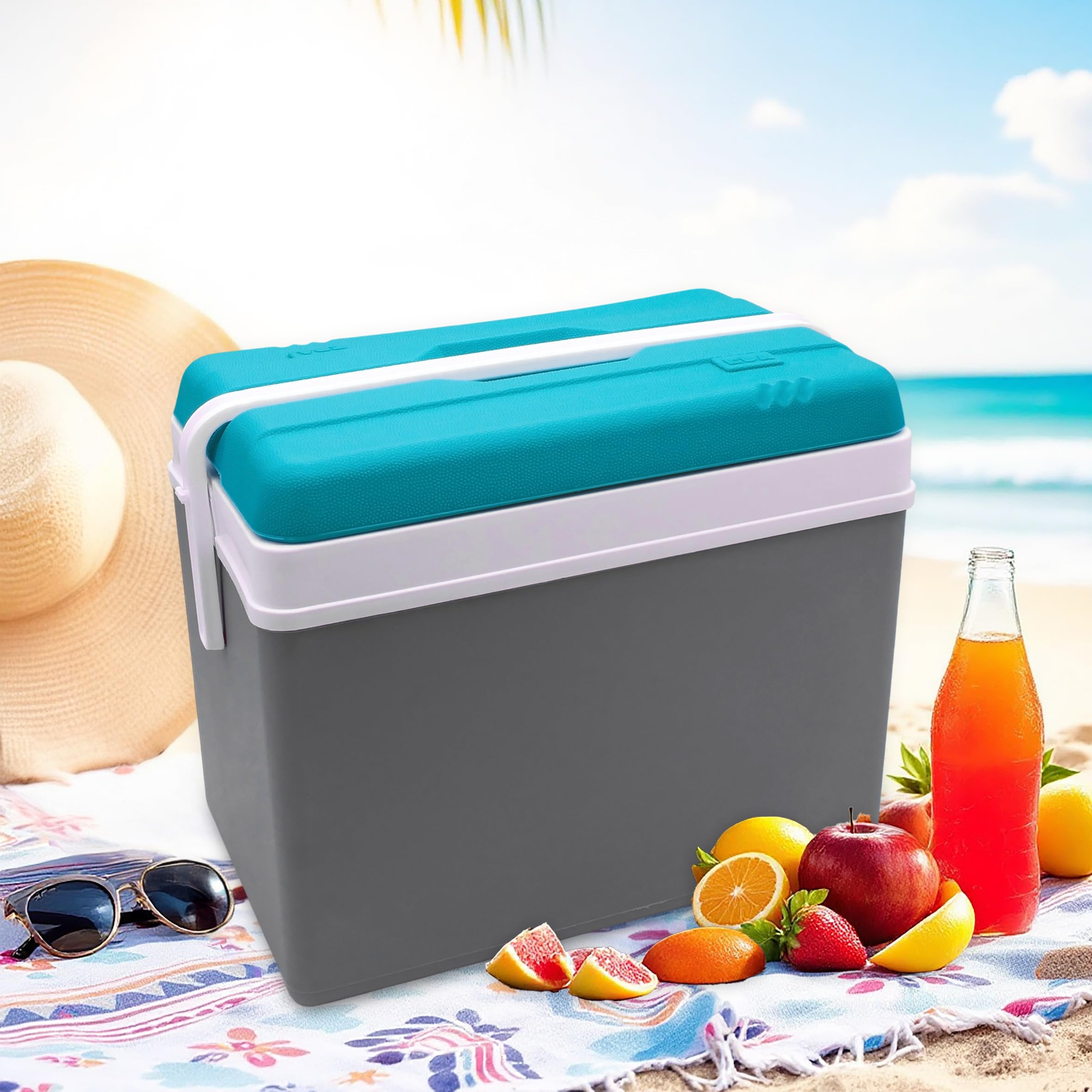 Glacière en plastique - Boîte isotherme d'extérieur avec poignée de transport - Sac isotherme pour camping, pique-nique, festival, jardin