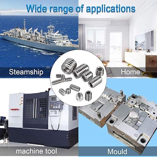 Miniatura 8 de Juego de 50 llaves hexagonales de acero inoxidable 304 M3x6mm M3x6mm Tornillos de punta plana tono plateado para perilla de puerta de toallero