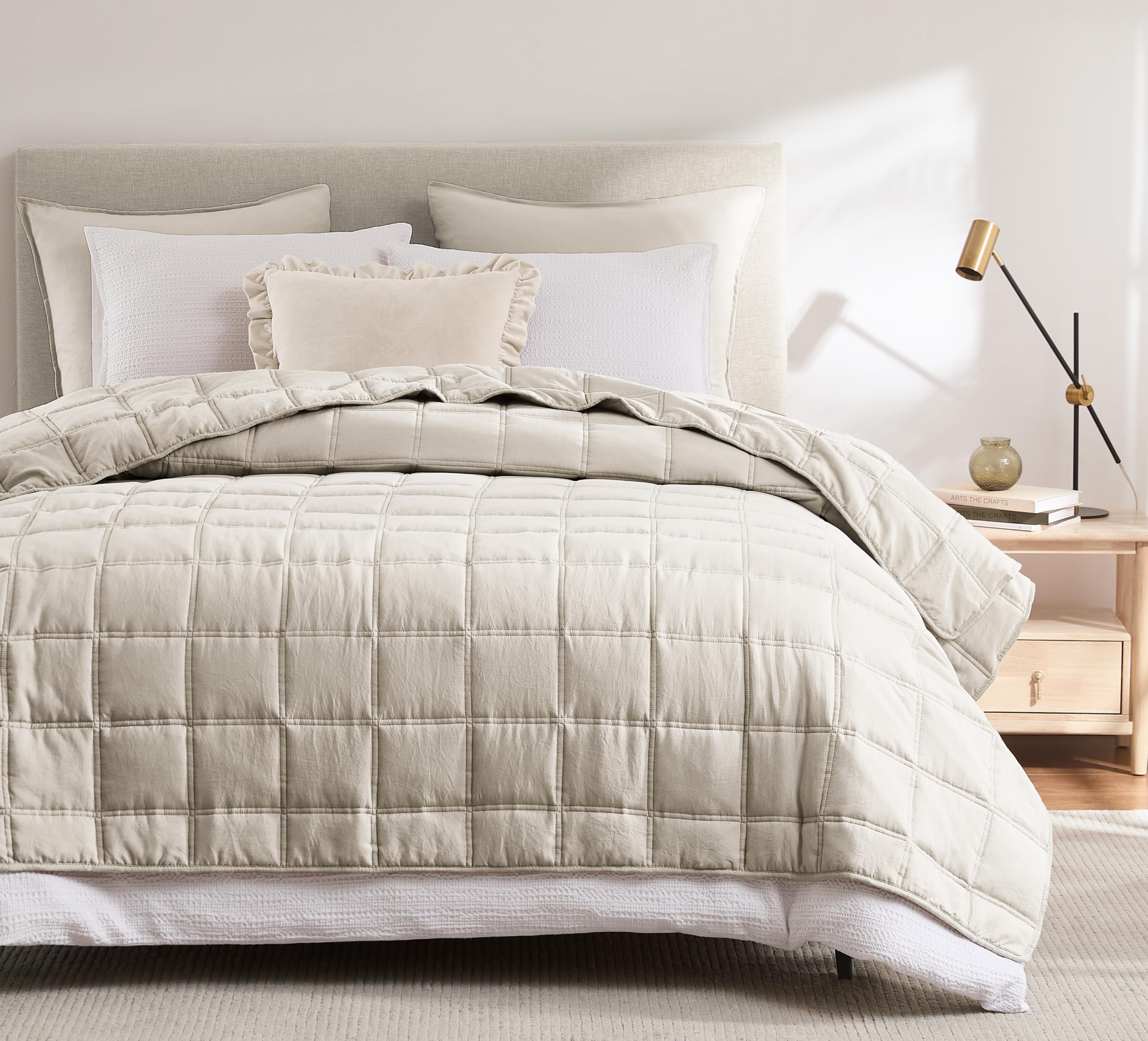 R.SHARE Tagesdecke Weich Bettüberwurf Steppdecke aus Mikrofaser für Bett Sofa Couch (ohne Kissenbezug), Kariert Kuscheldecke Wohndecke Sofaüberwurfdecke Oeko-TEX Frühling Sommer