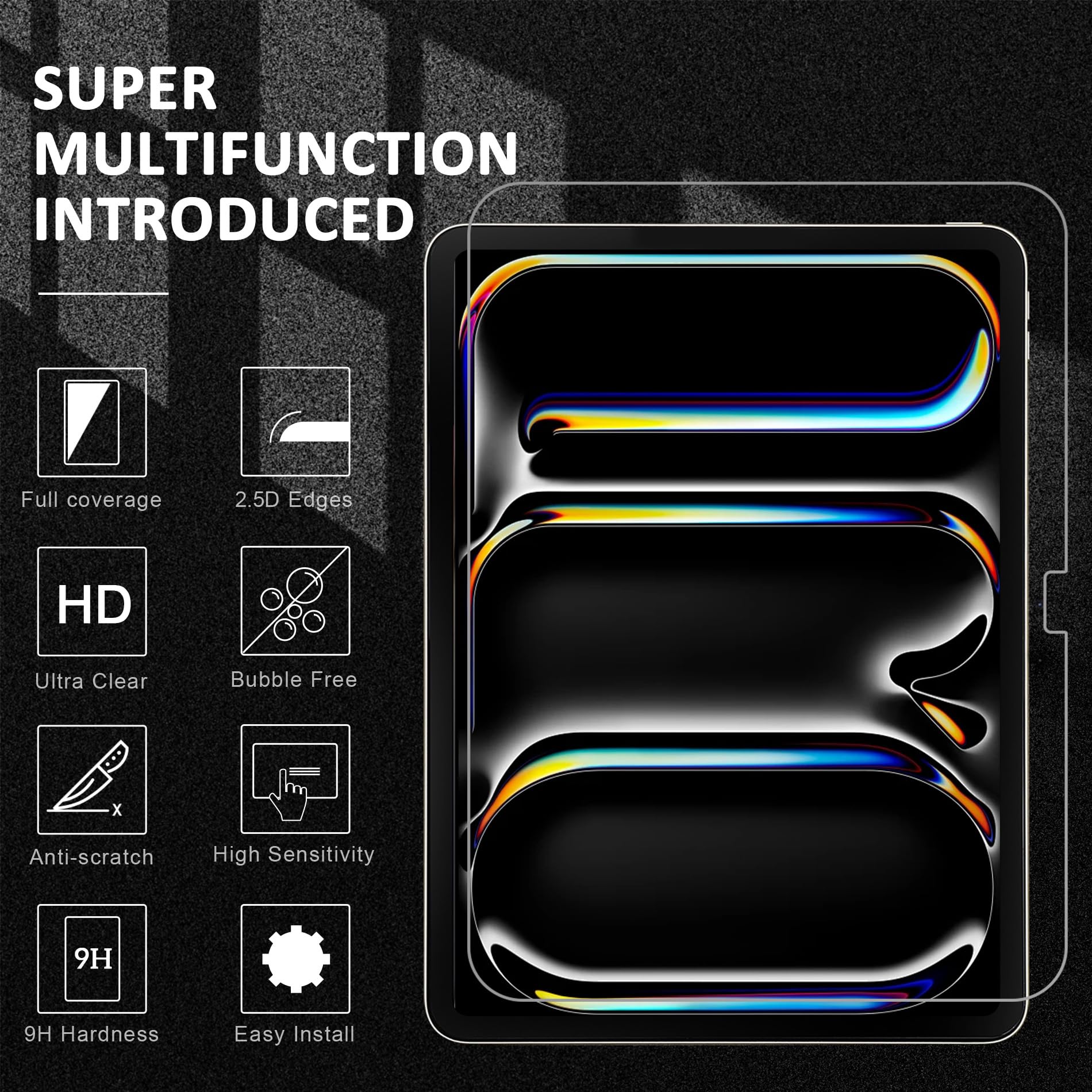 Film Protection Verre Trempé IPad Pro 11 M4 - 9H, Anti-éclats, Facile à Poser, Lot De 2