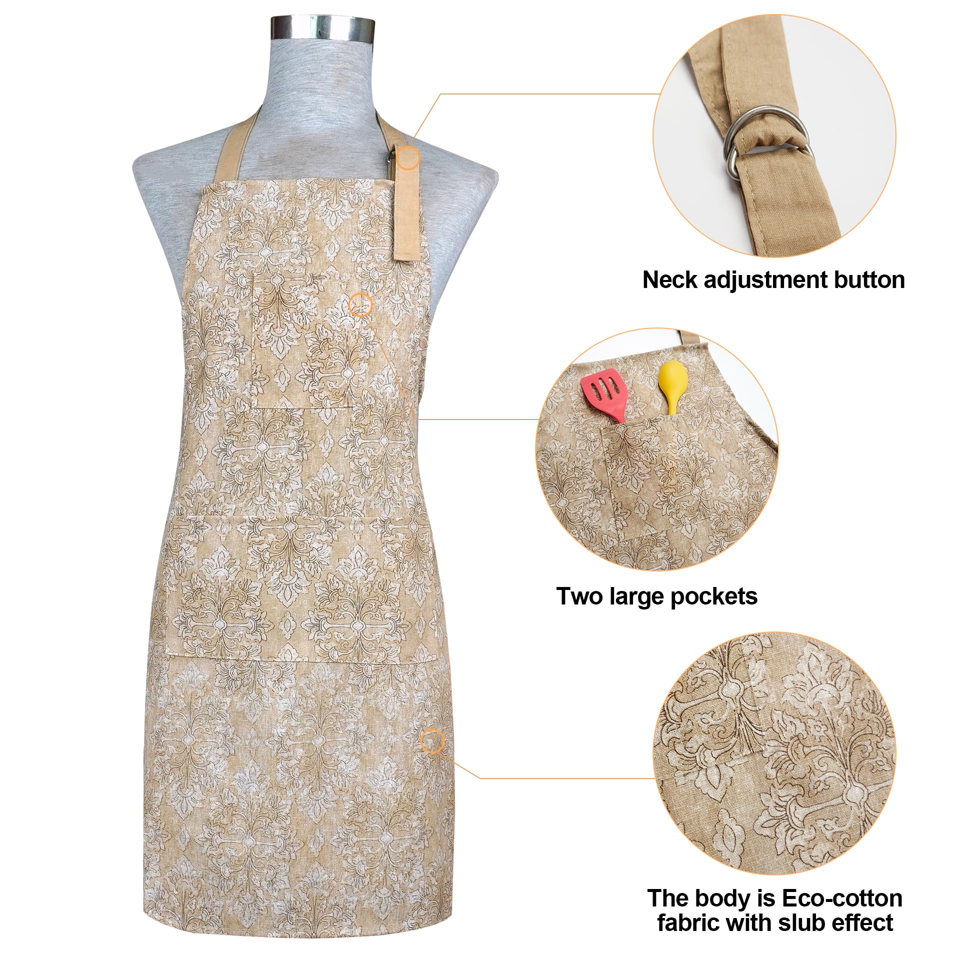 Juego de 5 manoplas de horno y soportes para ollas con delantal de cocina, guantes de cocina resistentes al calor y agarraderas antideslizantes de silicona, delantal de chef con hebilla ajustable para