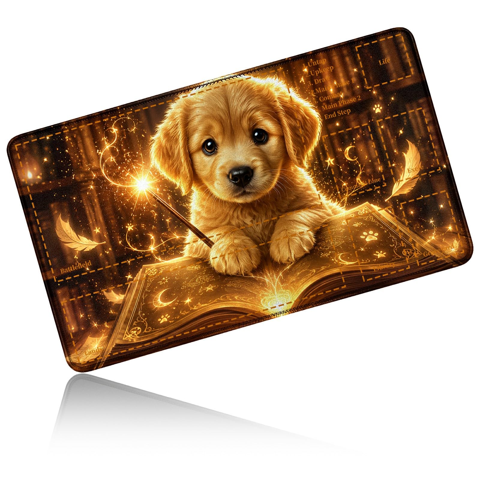 Dikoer for MTG/TCG Playmat w/Zones Commander Deck Gaming Mat, Book Puppy โ image 1