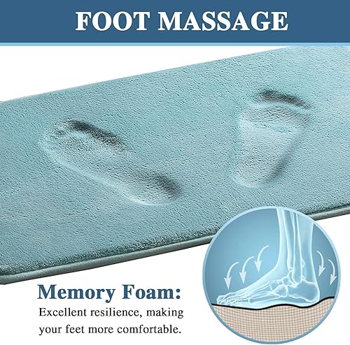 Miniatura 2 de Juego de 2 tapetes de baño antideslizantes de espuma viscoelástica, absorbentes, muy acogedoras y de franela