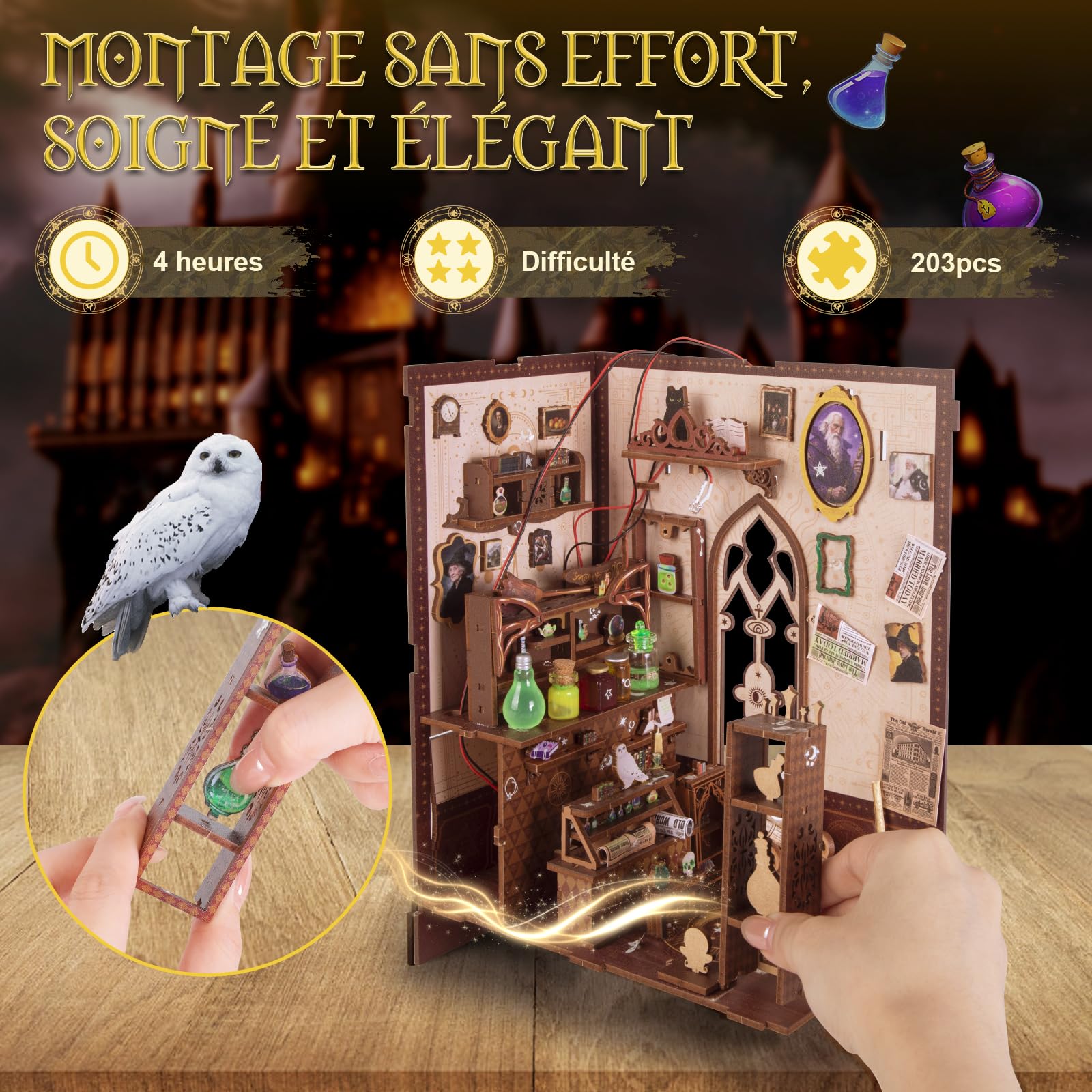 Maison Miniature DIY Book Nook,Cadeau Créatif Amoureux des Livres