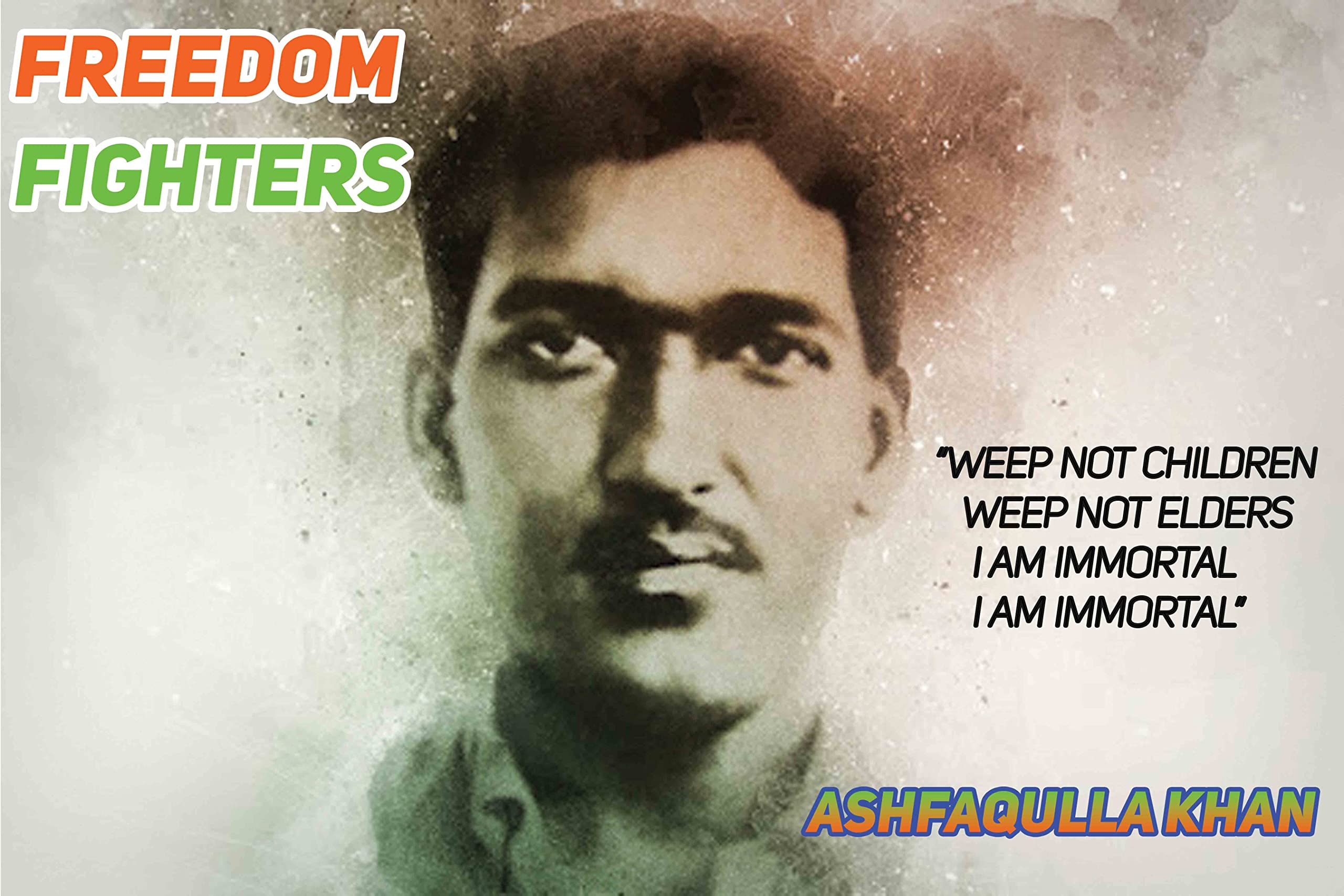 Freedom Fighter Of India Sticker Poster For Decoration|Ashfaqulla Khan|Poster For Work Shops, Living Room, Cupboards|Decorative Wall Poster|Home Wall Decor|Self Adhesive Wall Sticker Poster