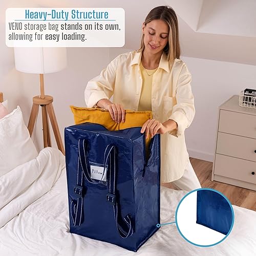 Miniatura 3 de VENO Paquete de 2 bolsas de mudanza con correas ajustables para mochila, cajas de mudanza y contenedores de almacenamiento alternativos, suministros