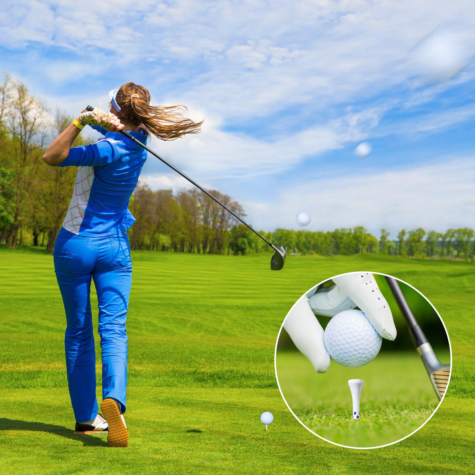 Mudder Golf-Tees aus Bambus, 8,9 cm, lang, patriotische Golf-Tees, USA, amerikanische Flagge, Golf-Tees, rot, weiß und blau, Golftees für Männer, Frauen, Kinder