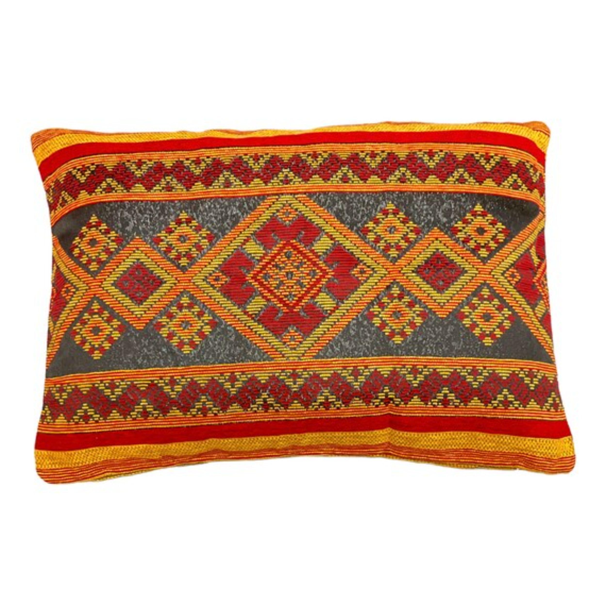 Moroccanity Red/Yellow Sequin Tiles Mosaic Spanish Moroccan Cushion Covers - Moorish Arabesque Style Pillow Cover - Diamond Sequin Cushion Case 70X50 Cm