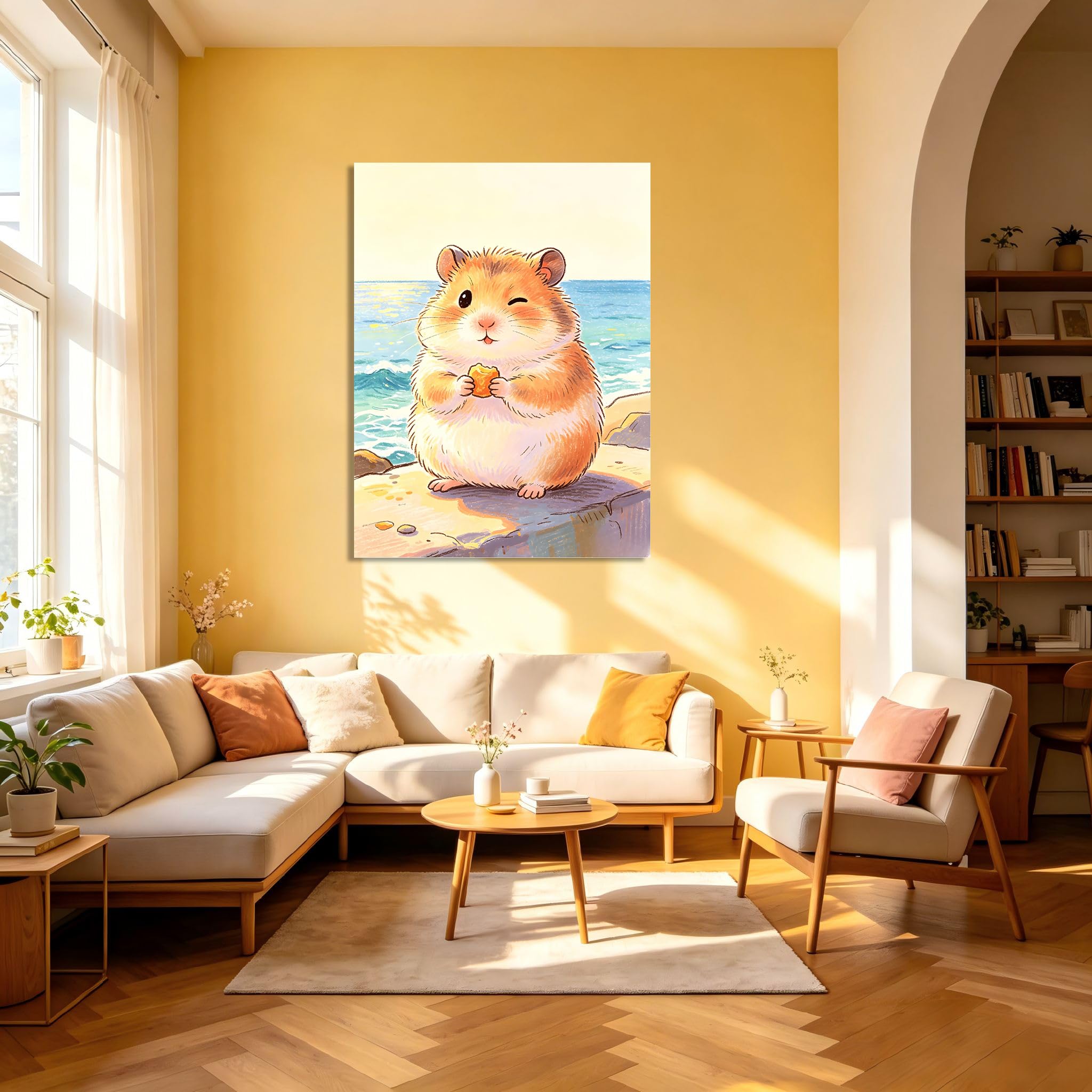 TNGHHSGA Cuentos de Aventuras de Zizi 18Lienzo Decorativo de Hámster Cartoon, Cuadro Infantil para Habitación, Guardería, Dormitorio y Decoración del Hogar50x65cm Lienzo envuelto