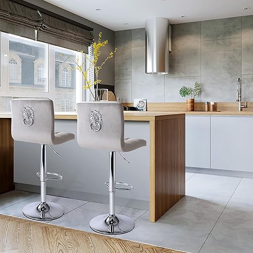 Miniatura 2 de Finnhomy Juego de 2 taburetes de bar de altura de mostrador, taburetes de bar giratorios con reposapiés y mango trasero grueso en forma de L, Base