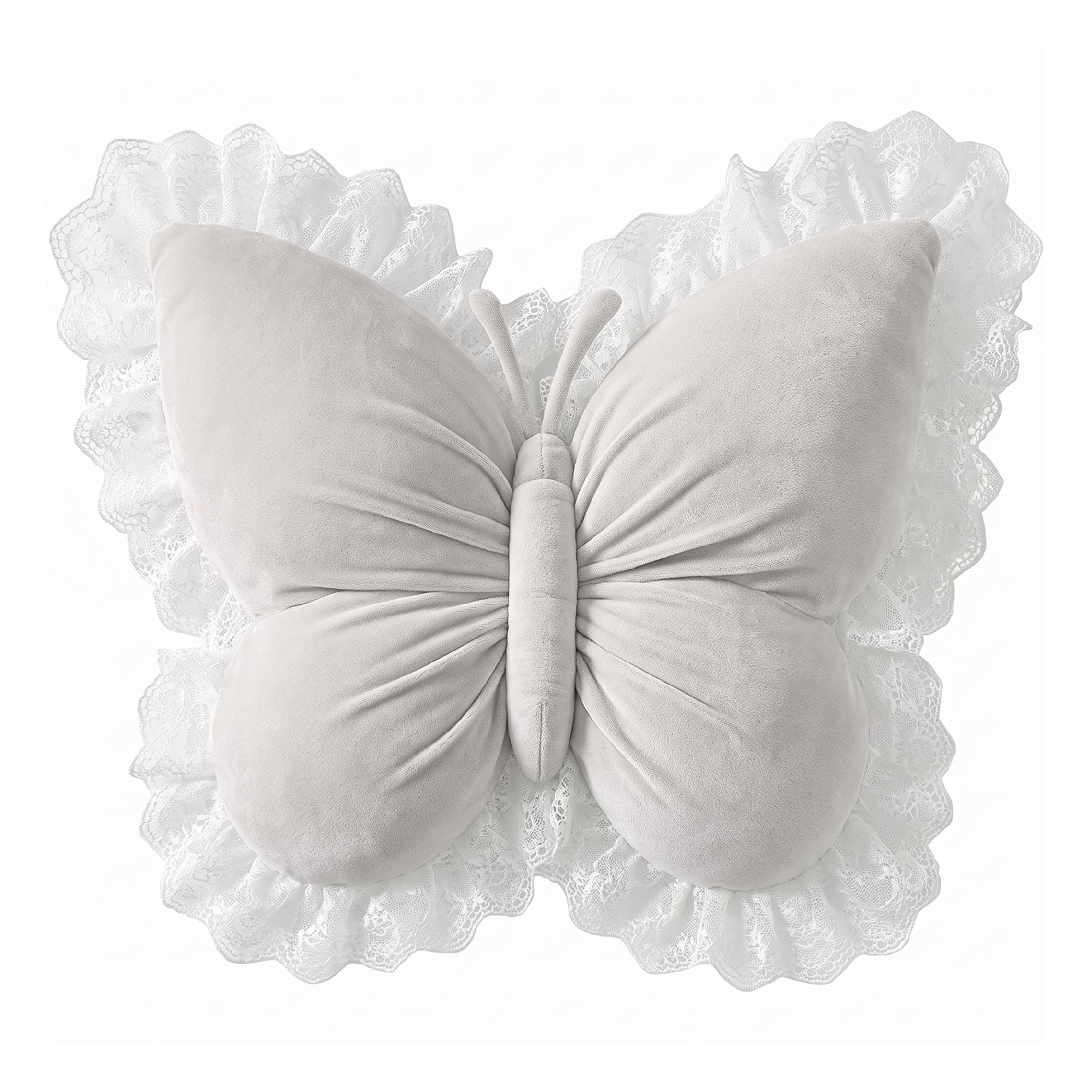Vervevum Butterfly Throw Pillow, Decorative Lumbar Pillow For Bed, Lace Trimmed Cushion For Bedroom & Car - White, Decorative Pillows for Bedroom