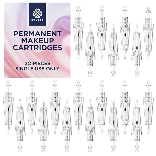 Stylia 20 cartuchos de maquillaje permanente para microsombreado, revestimiento de labios, detalles, delineador de ojos y cejas, transparente,