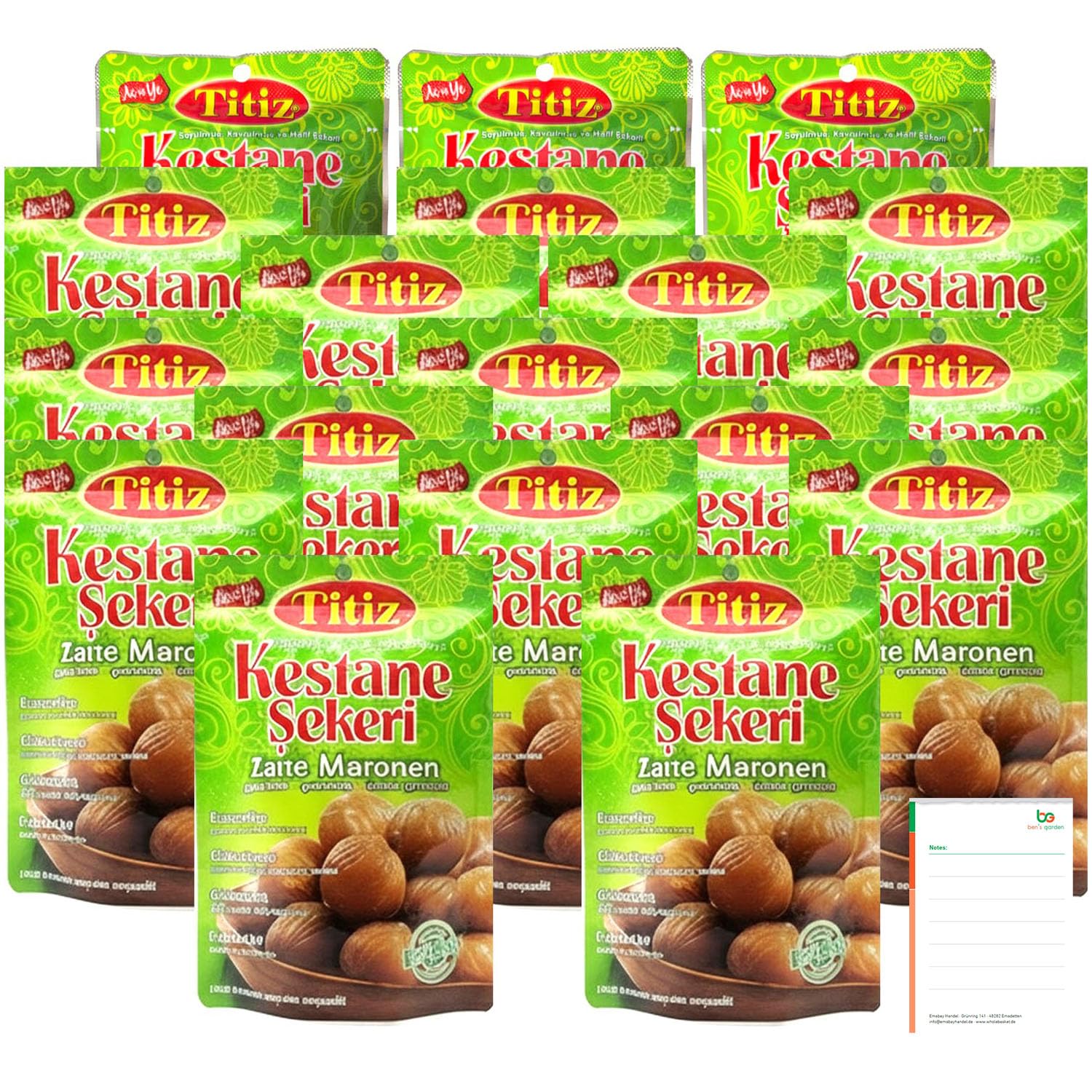 Titiz Zarte Maronen Leicht Gesüßt Vorteilspack 18x125g, Hohe Ballaststoffe & Natürliche Energie, 100% Vegan
