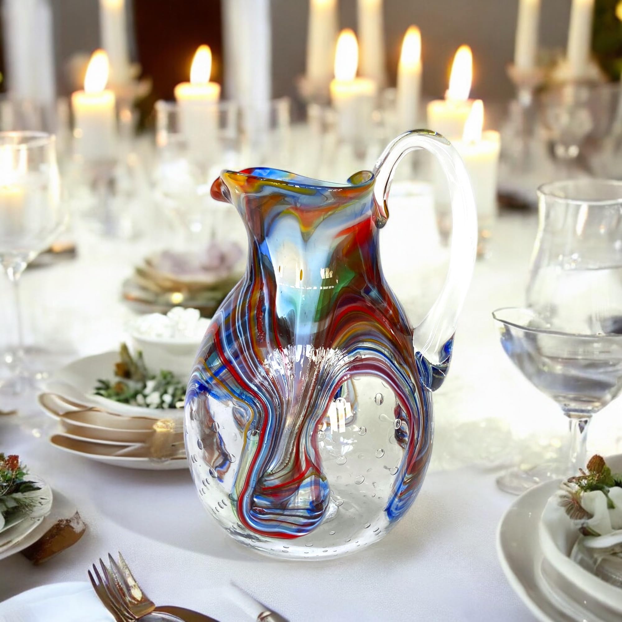 MAZZEGA ART & DESIGN - Caraffa SPECIAL EDITION in Vetro Soffiata e Lavorata a Mano, realizzati nell’isola di Murano - I Colori di Murano - Modello LONGHI Made in Italy (1)