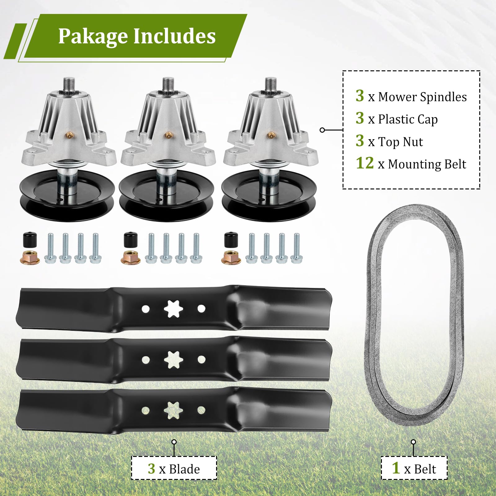 Kit de correa de hoja de elevación mediana de husillo, compatible con M TD Cub Cad et T Roy-Bilt XT1-GT50 Super Br onco G8300 50 pulgadas Deck, repuesto para 618-06980 918-06980 942-05052A 954