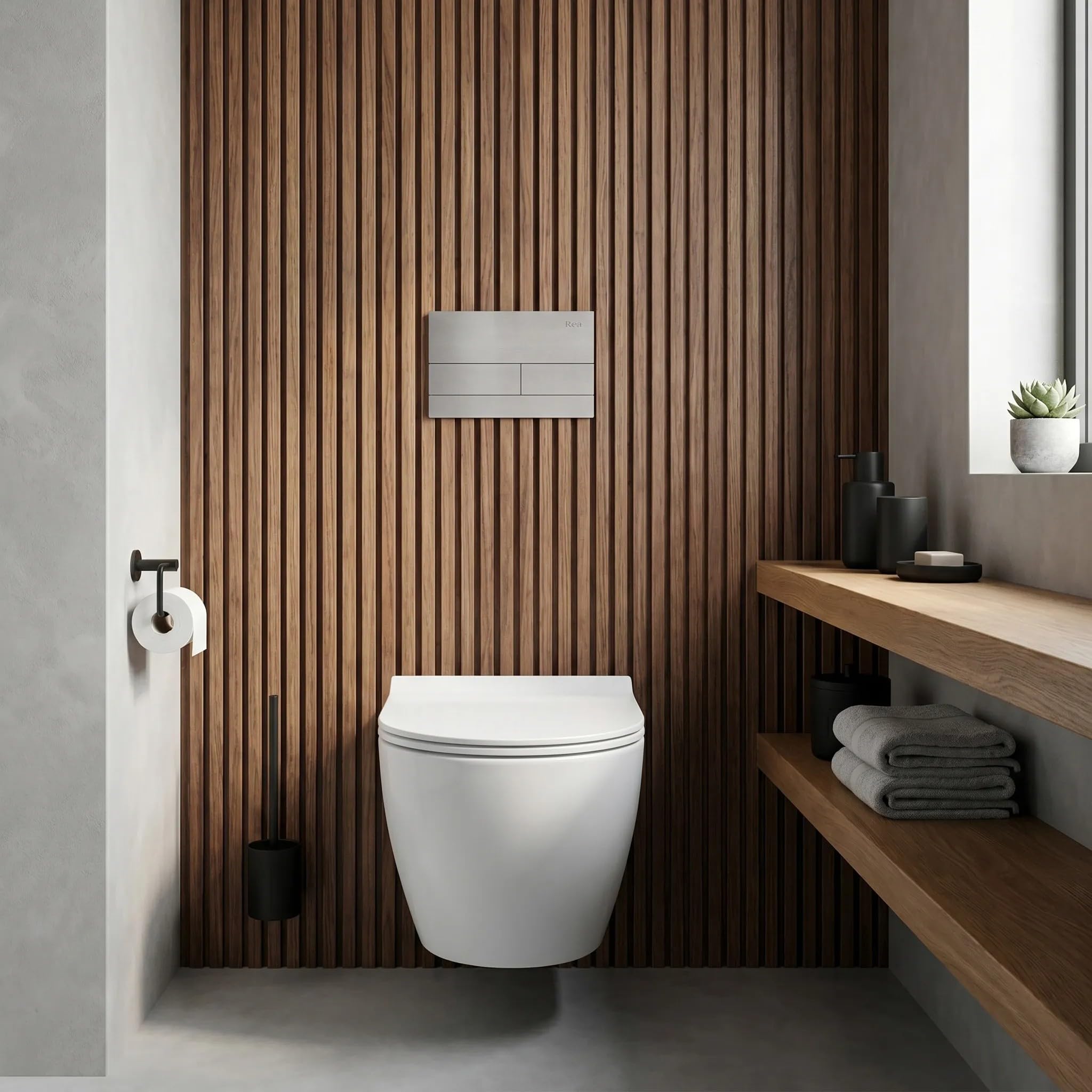 Rea - Stelaż Zestaw Podtynkowy Slim 024n Do Mis Wc Z Przyciskiem T Stal Szczotkowana - 22x35,2x106,2 cm