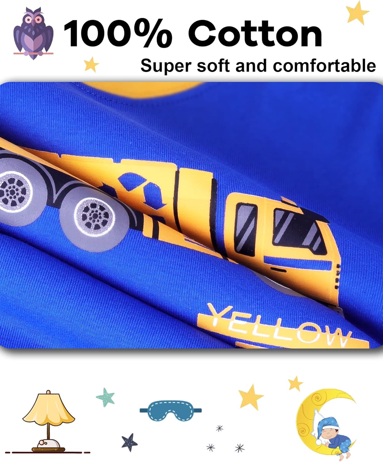 DAUGHTER QUEEN Boys Pajamas 4 Pieces Short Set 100% Cotton Sleepwear Size 18 Months-12 Years - Image 5