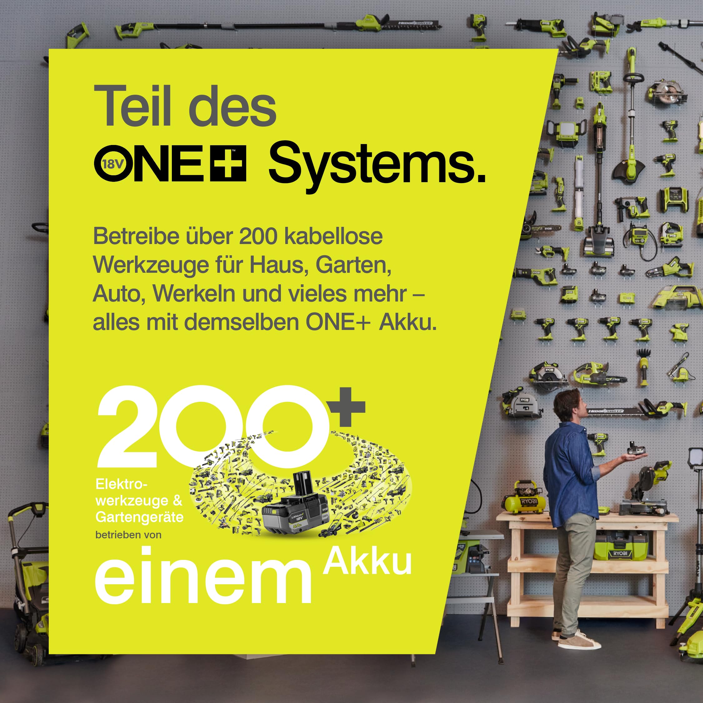RYOBI 18 V ONE+ Akku‐Schneefräse RY18ST25A‐0, Räumbreite 25 cm, ohne Akku und Ladegerät