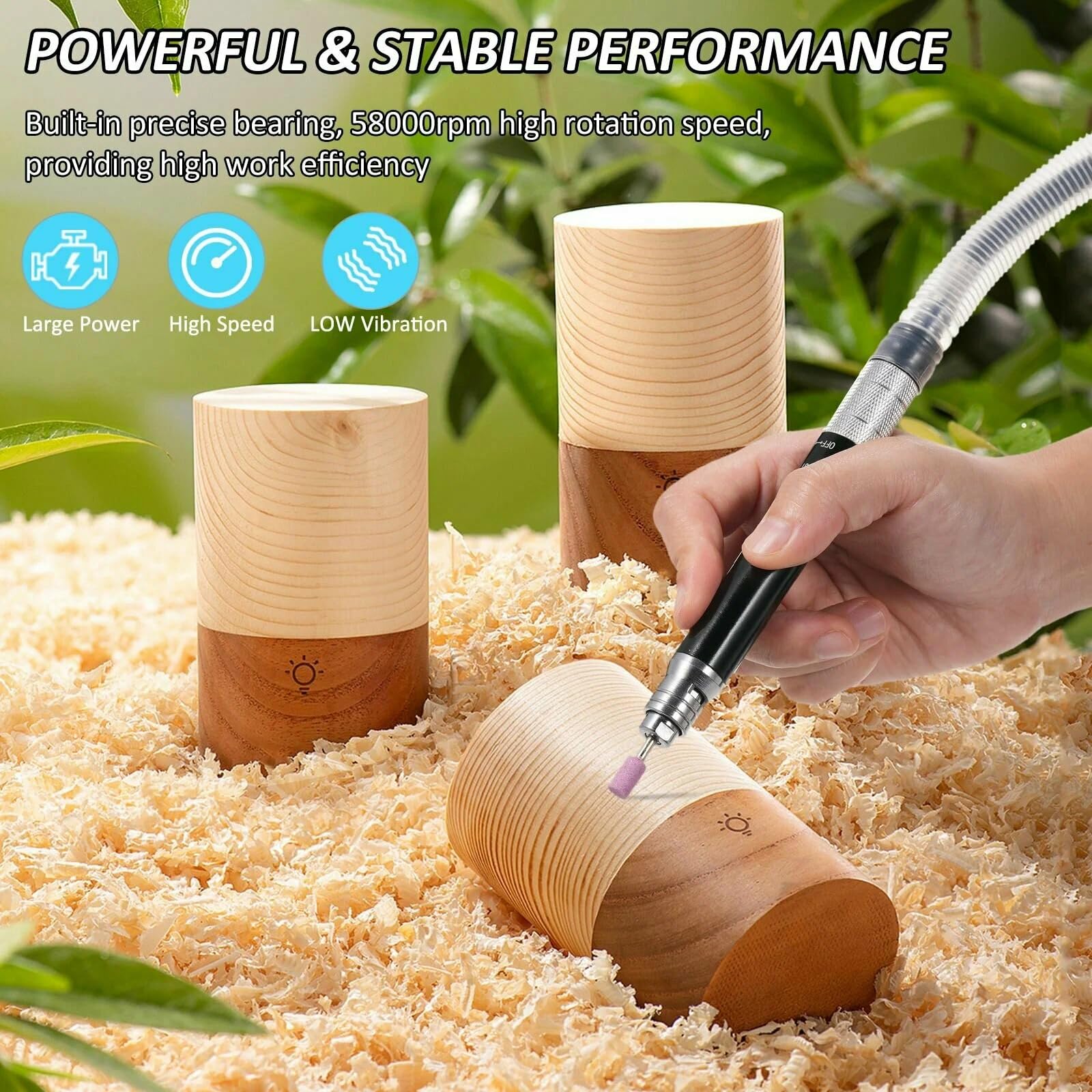 Micro Broyeur Pneumatique, 65000 Tr/Min Micro Meuleuse Droite à Air Stylo Broyeur à Crayons, Mini Meuleuse Rectifieuse Pneumatique Perceuse Pour Le Polissage, La Gravure Et La DéCoupe