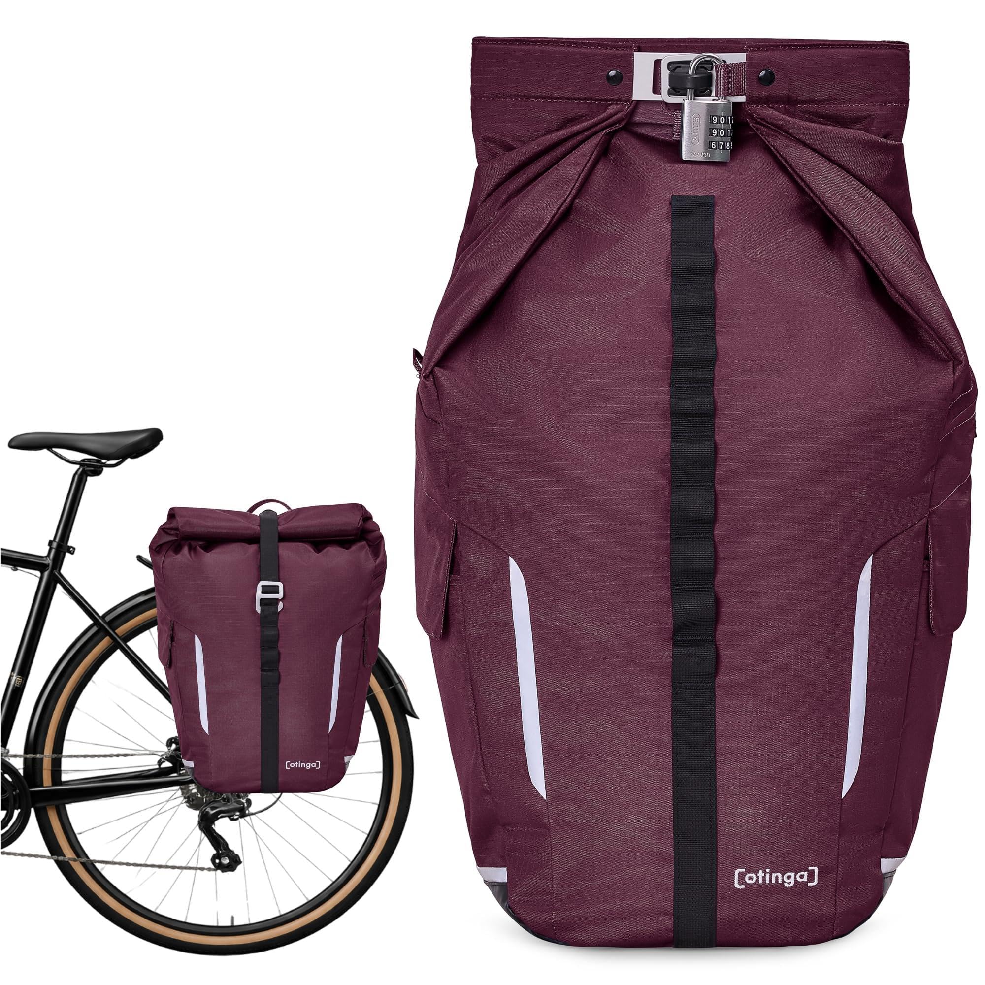 otinga® Guard Fahrradtasche für Gepäckträger [25-27,5L Volumen] I Abschließbare Fahrradtasche inkl. ABUS-Zahlenschloss & KLICKfix System I 100% wasserdichte Gepäckträgertasche mit Laptop-Fach