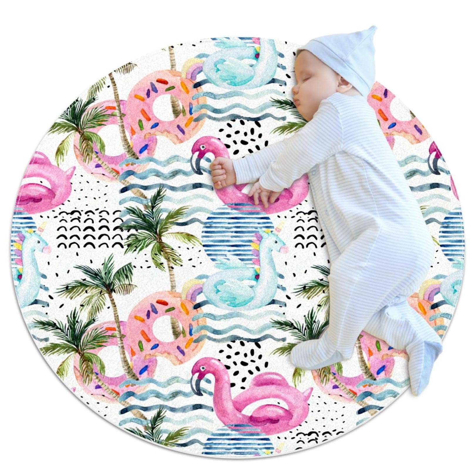 Tapis de sol pour canapé antidérapant rond diamètre 1m licorne