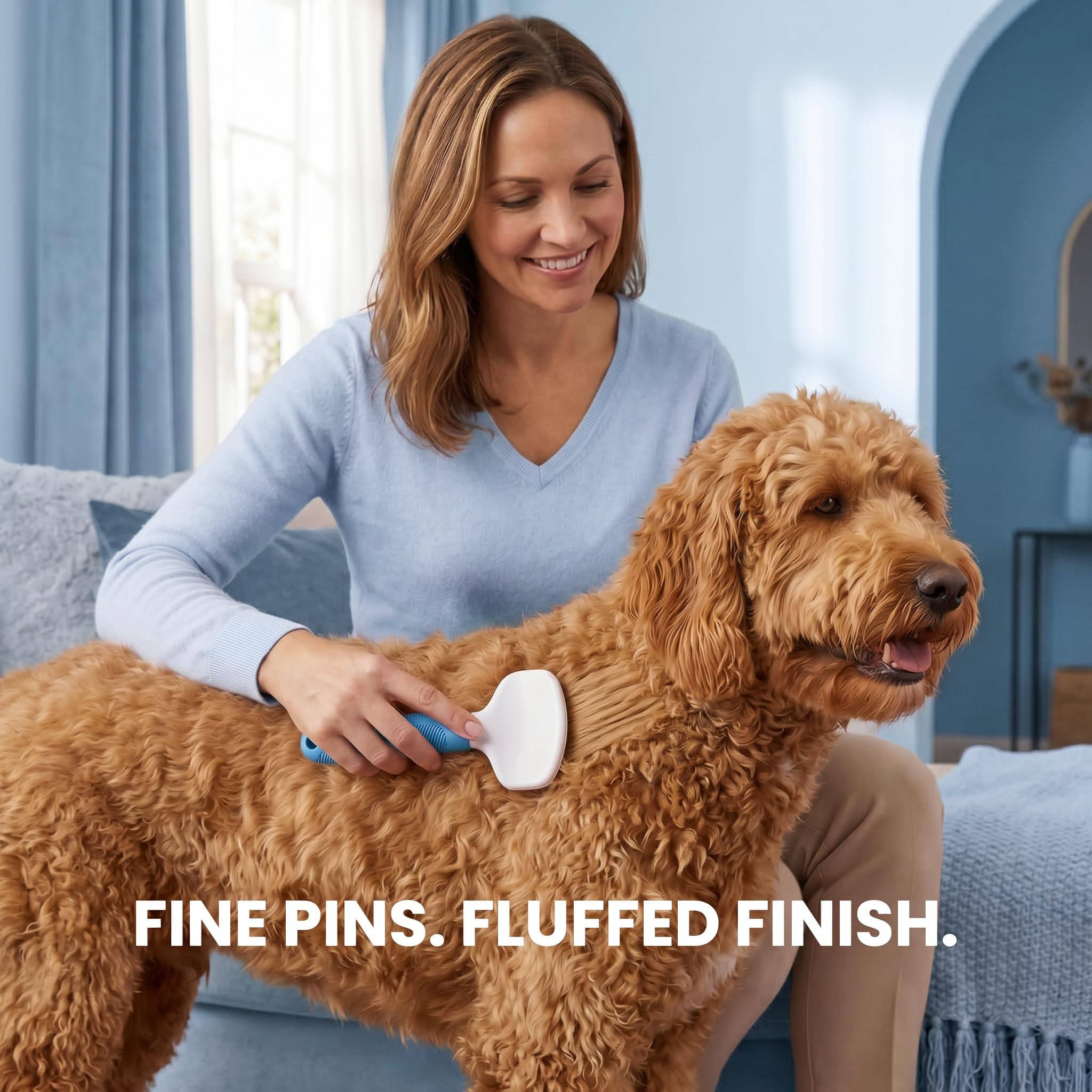 Poodle Pet - Cepillo para perros, gatos, conejos, cepillo para perros para pelo mate/suelto, pelaje, nudo, cepillo para garabatos para perros, pelo corto y largo, cepillo para perros para el aseo de