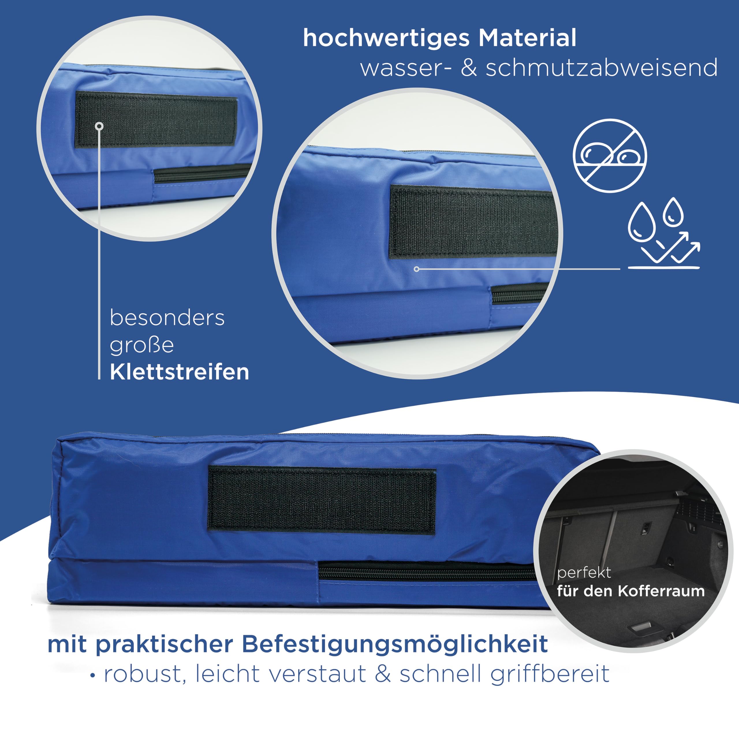 VZL Kit di pronto soccorso auto 2026 approvato TÜV, con triangolo di avvertimento e giubbotti di sicurezza auto – kit di pronto soccorso auto 2026 (blu)