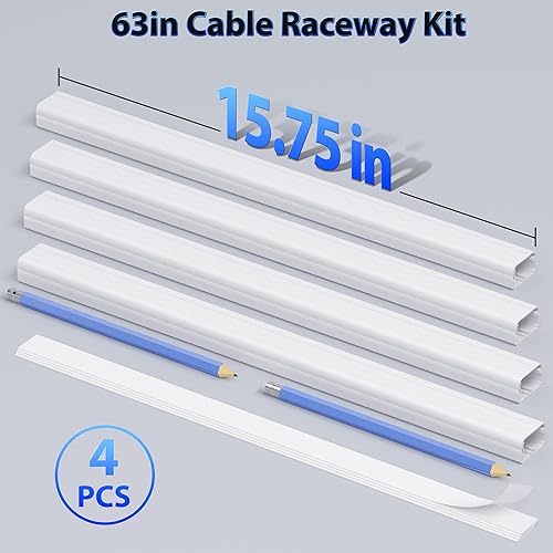 Miniatura 43 de Cubierta de cable de pared, ocultador de cable de TV de 31.5 pulgadas para TV montado en la pared, kit de gestión de cables de TV, canaleta de cable