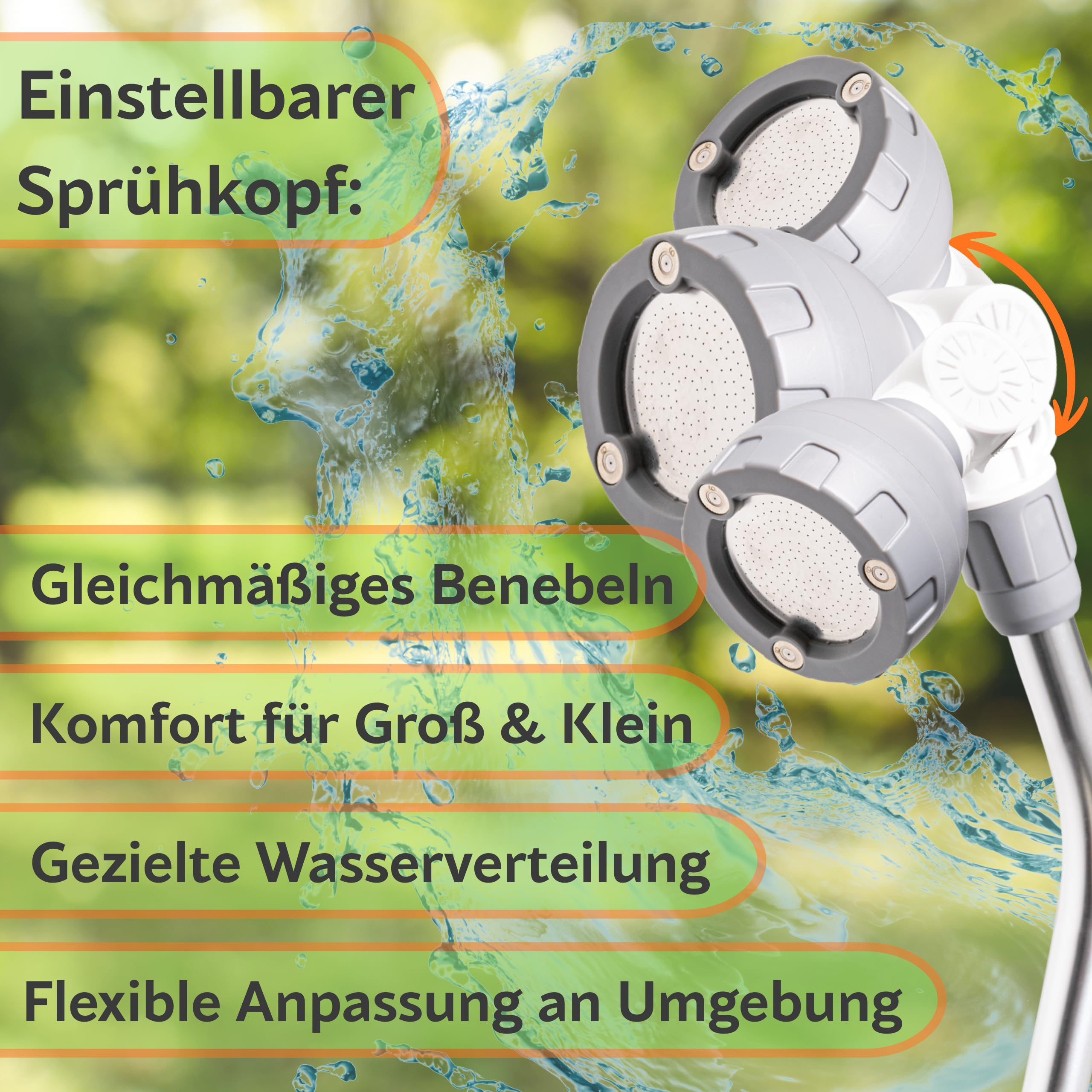 Gartendusche 2in1 Dusche & Sprühnebel höhenverstellbar 175-230 cm Dreibein