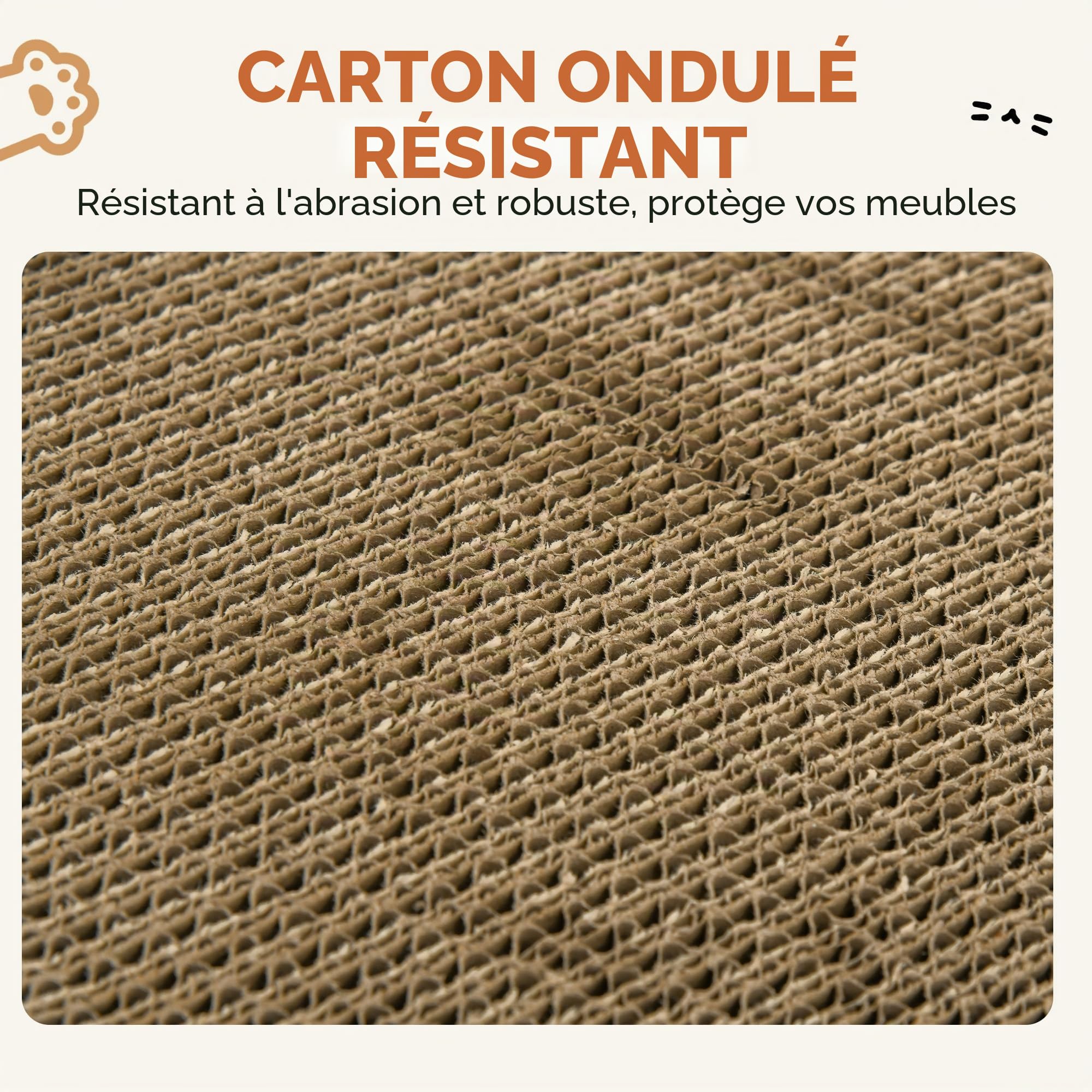 PawHut Griffoir Maison en Carton Forme de château, 67x66x57 cm Marron