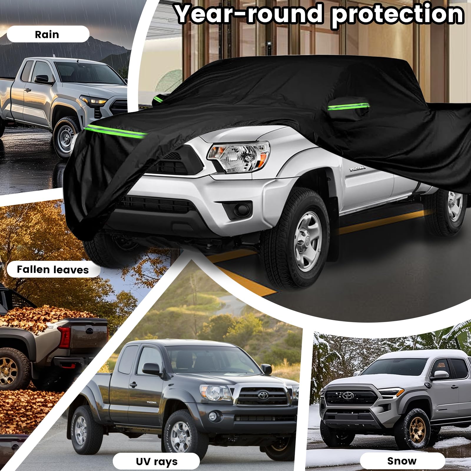 Funda de Coche Pick Up - Oxford de DuPont Funda Coche Exterior Pick Up, Resistente al Viento y la lluvia, Protección UV, Protección Integral para Todo el Año, Compatible con Hilux,Ranger,Navara,Amarok