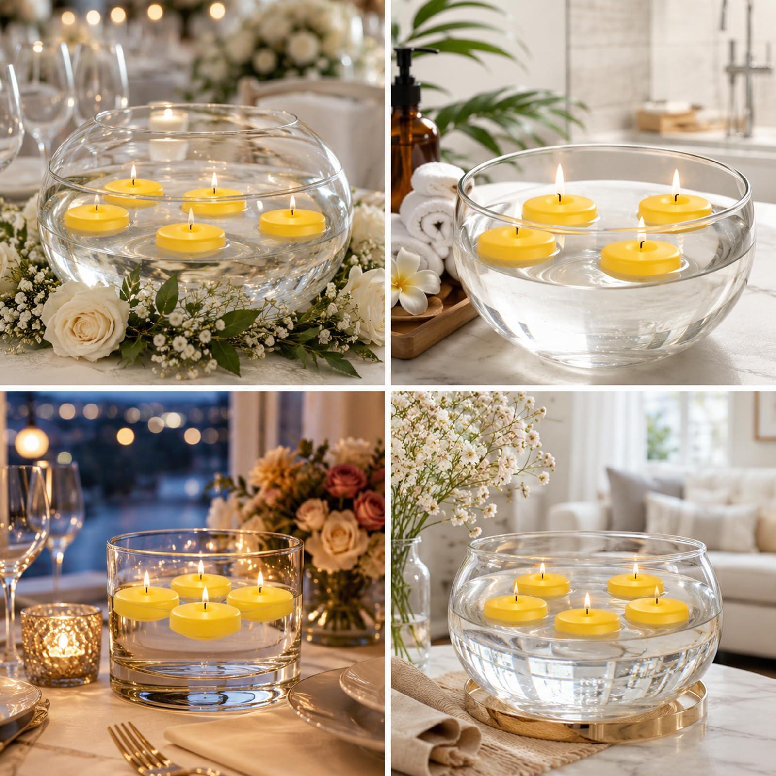 Velas flotantes de citronela, paquete de 36 unidades, vela fresca