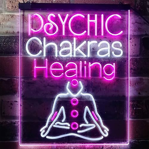 Miniatura 2 de ADVPRO Psychic Chakras Healing Display Shop Letrero de neón LED de doble color, blanco y morado, 12 x 16 pulgadas st6s34-i3183-wp