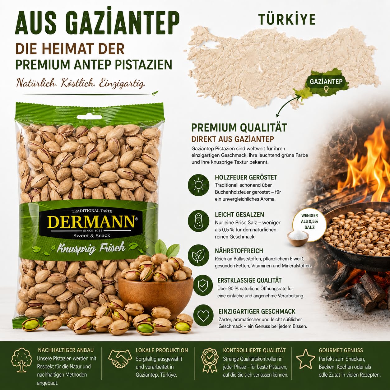 Antep Pistazien 350 g, Geröstet und Gesalzen