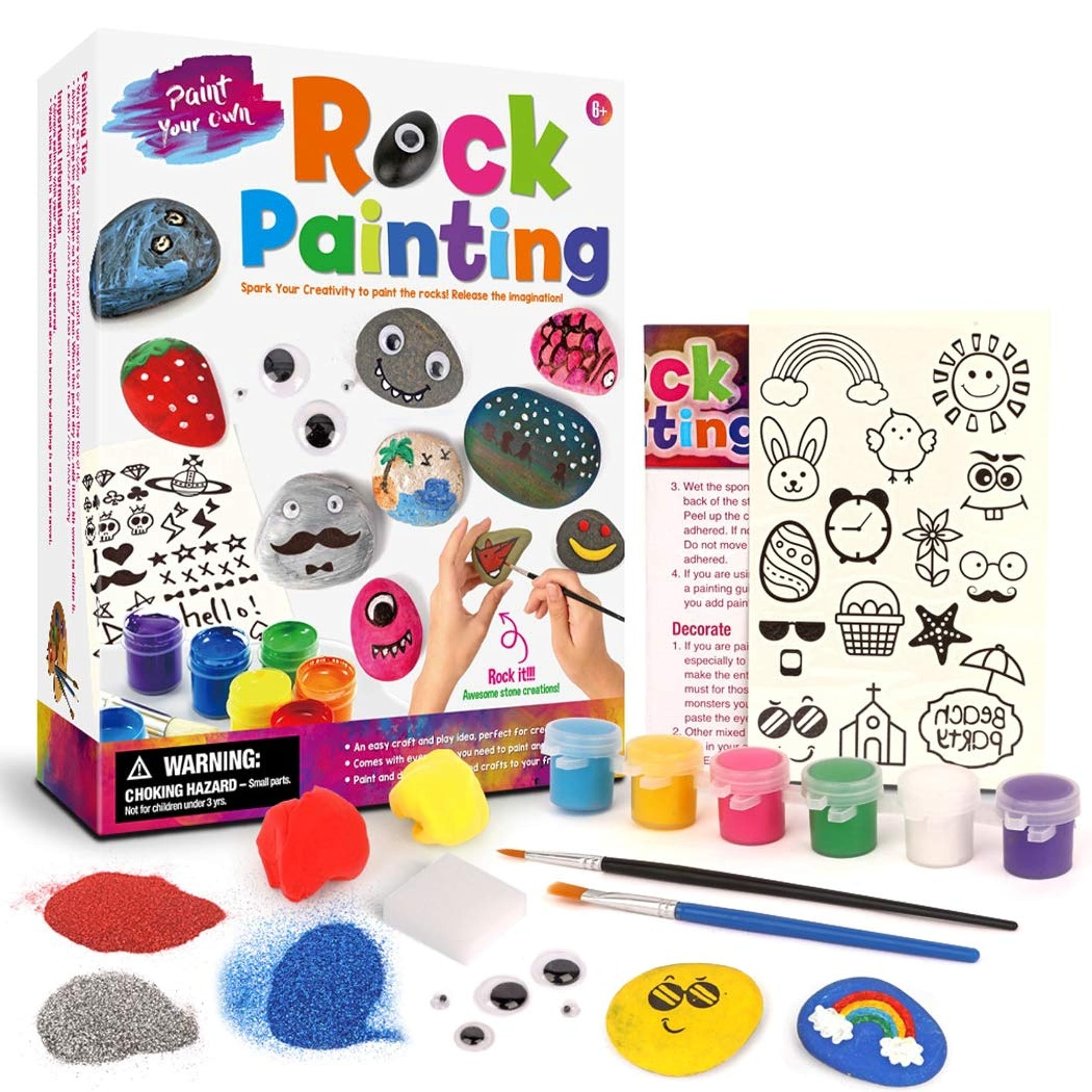 Fitto Rock Painting Complete Set With Canvases, Acrylic Paints, And Brushes