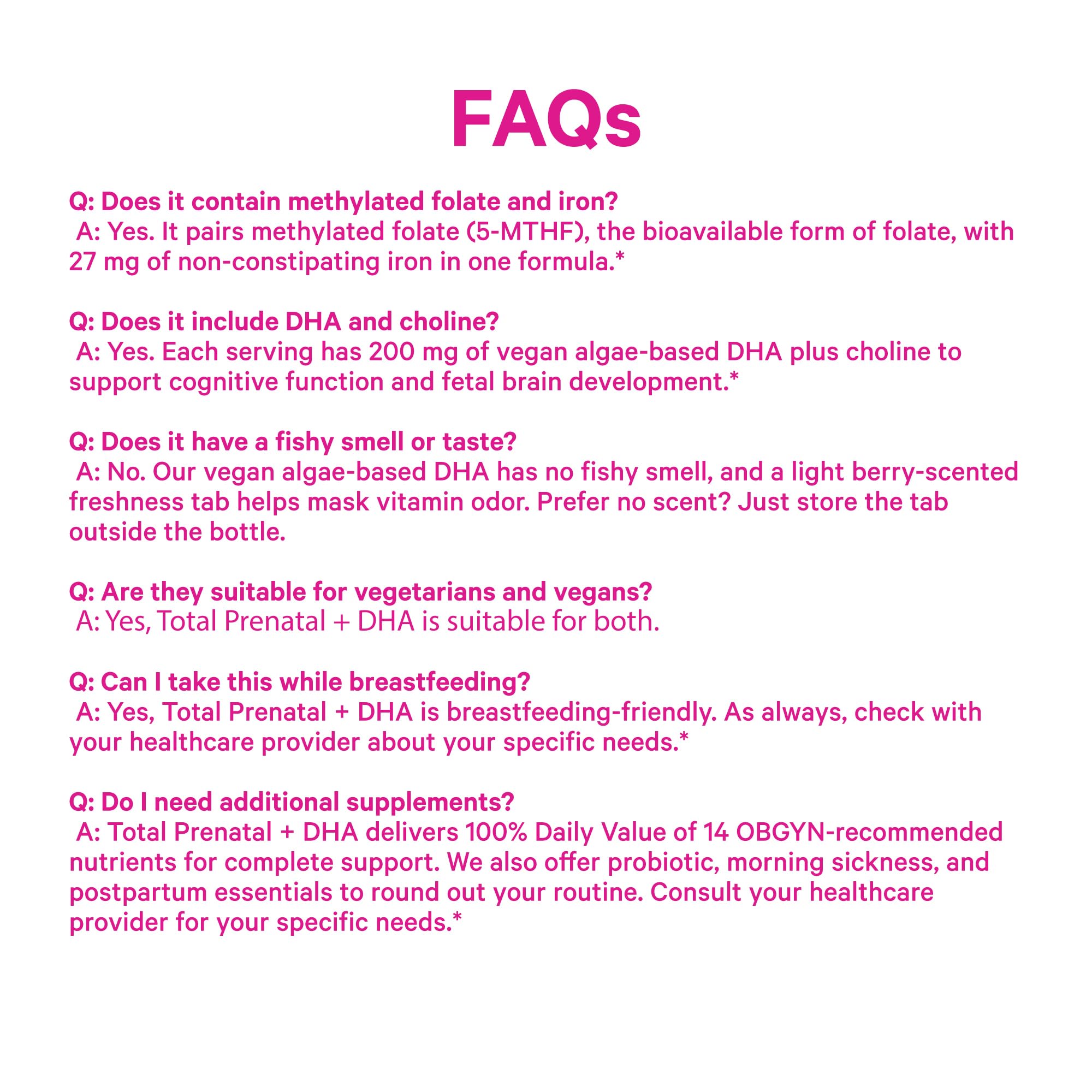 Pink Stork Total Prenatal + DHA, Vegan, Clean Label Award, 60 Count, Mint — Amazon image 9