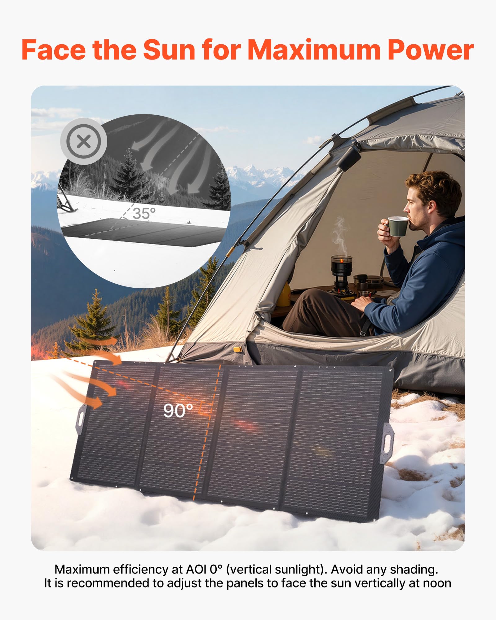 VEVOR Faltbares Solarpanel 400 W, Tragbares Solarladegerät 24% Hocheffizienz, Monokristallines Solarmodul mit MC4-Ausgang & 10-in-1-DC-Adapter, IP67, für Powerstations, Camping, Wandertouren